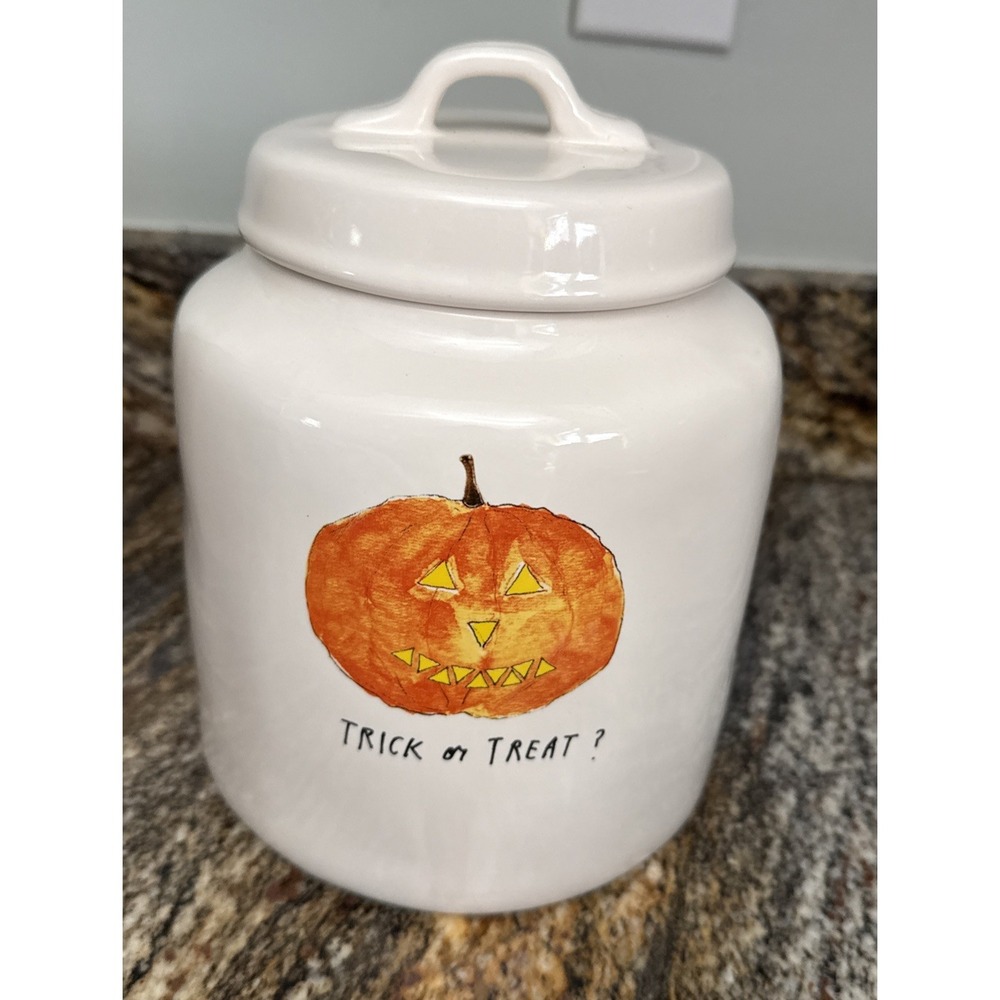 Rae Dunn Halloween Artisan Magenta OG M Stamp Fat Jack Pumpkin Canister